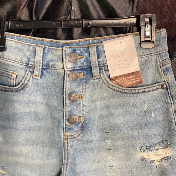 Relist6/28❌ LC Lauren Conrad super high rise cut off distressed denim short 4 - Picture 11 of 16